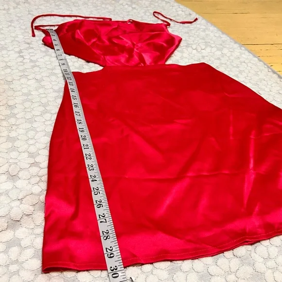 Verdusa Women's Pink Draped Cut Out Crisscross Tie Backless Satin Dress Size M - Picture 9 of 13